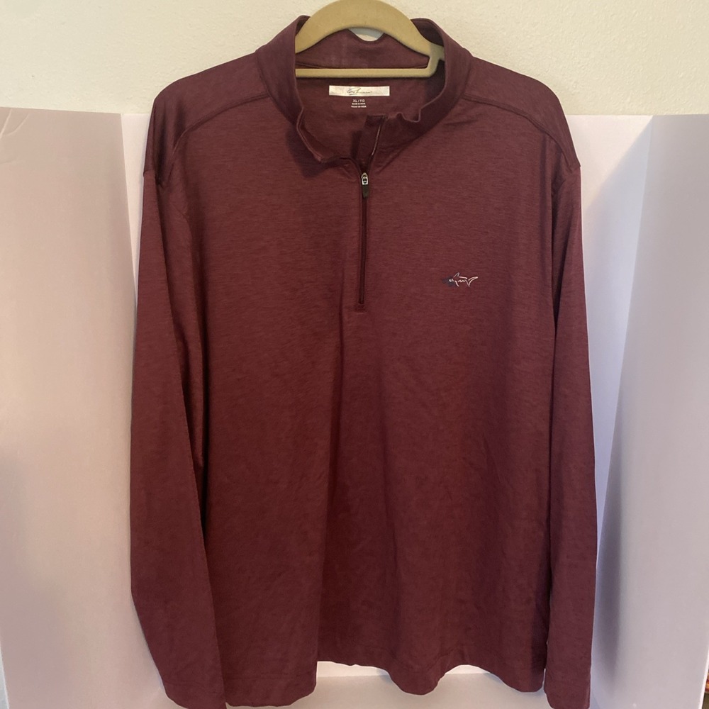 Greg Norman Shirt Mens Size XL Burgundy Long Sleeve 1/4 Zip Golf Mock Neck J1
